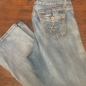 Angels faded denim stretch bootcut jeans